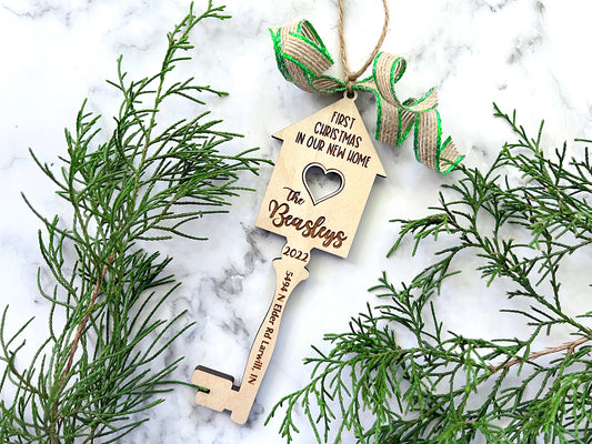 House Key Personalized Wood Ornament