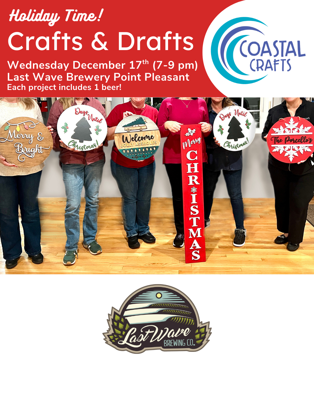 Crafts & Drafts – Wed December 17th 7–9 PM – Last Wave Brewery, Point Pleasant NJ