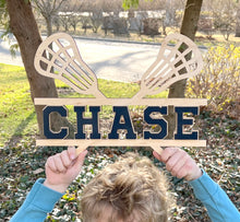 Custom Sports Wood 3D Name Sign, Lacrosse or Soccer