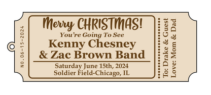 Personalized Wood Ticket to memorialize concert, play or event