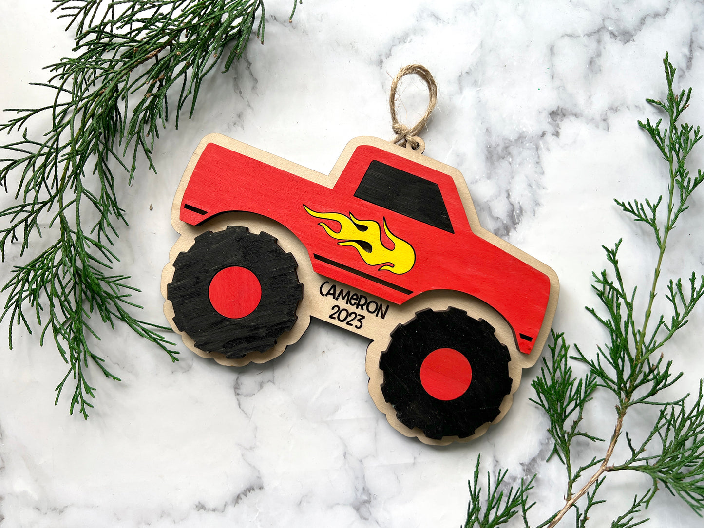 Race Car Personalized Wood Ornament