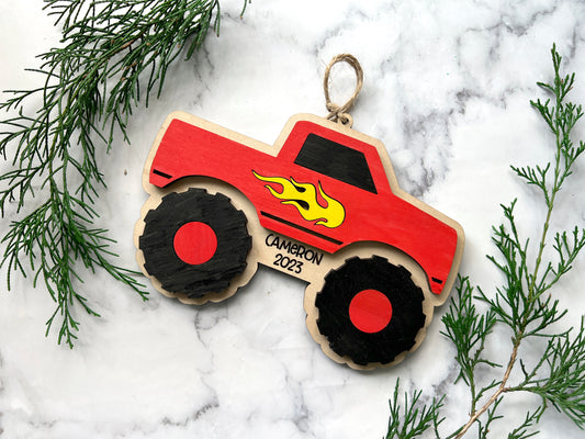Race Car Personalized Wood Ornament