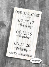 Our Love Story, Custom Wood Sign personalized hand painted with First Date, Engagement Date and Wedding Date, Great Gift!