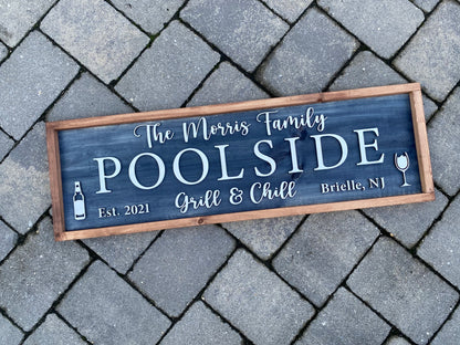 Custom Poolside Wood 3D Sign, Handmade