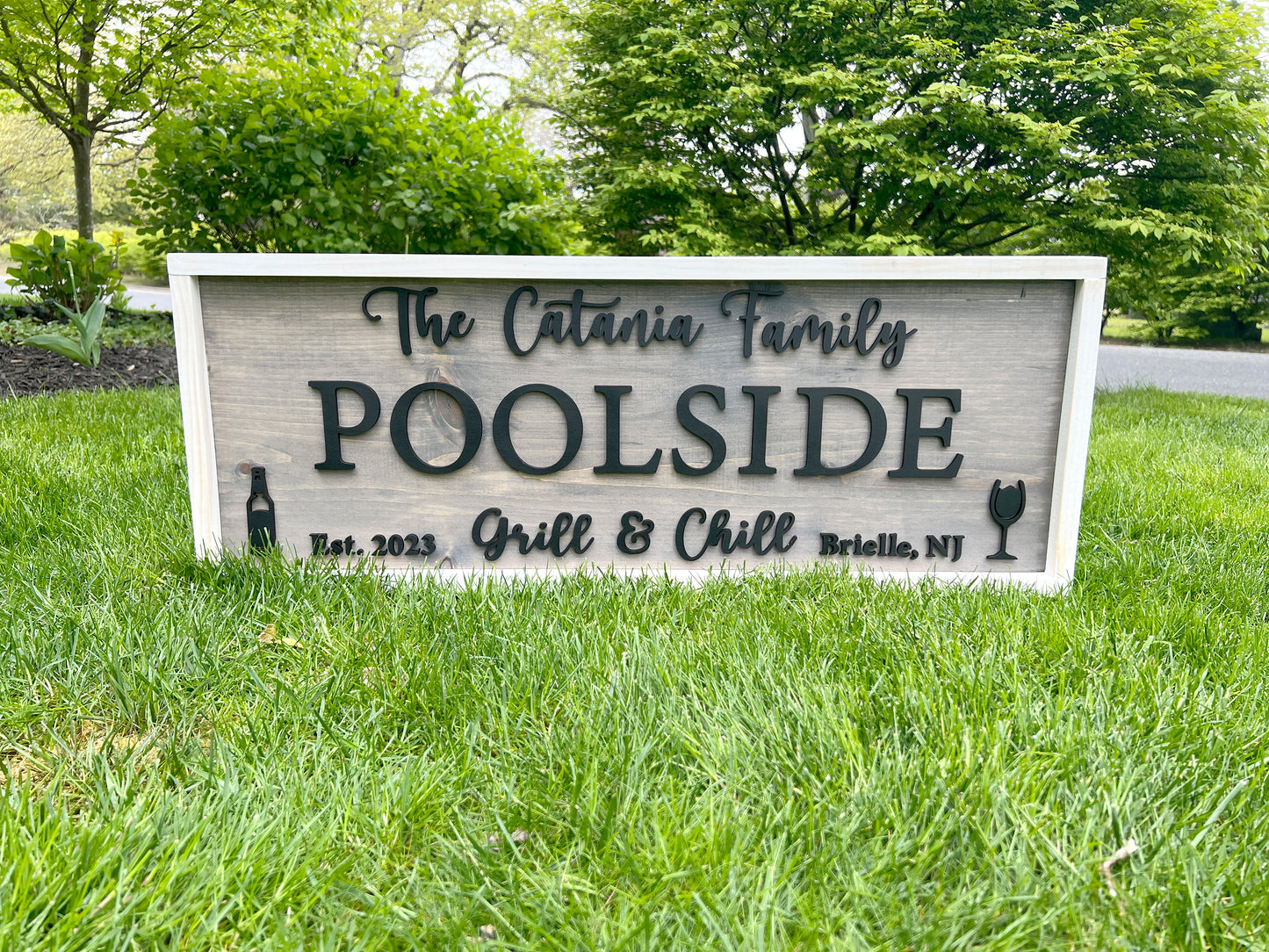 Custom Poolside Wood 3D Sign, Handmade