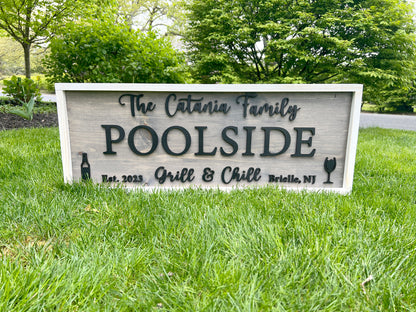 Custom Poolside Wood 3D Sign, Handmade