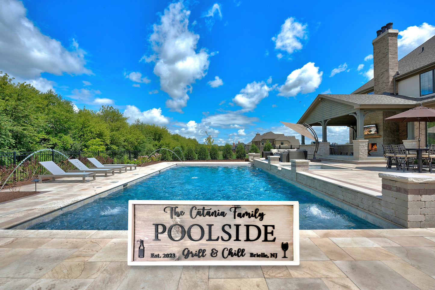 Custom Poolside Wood 3D Sign, Handmade