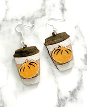 Handmade Wood Fall Earrings with Pumpkin Spice Coffee, Ghosts, Sunflowers and Leaves