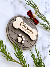 Handmade Wood Ornament with Dog name, rustic farmhouse look laser engraved, personalized