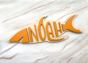 Custom Shark Name Wood 3D Sign, Handmade