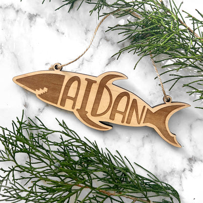 Shark Personalized Wood Ornament
