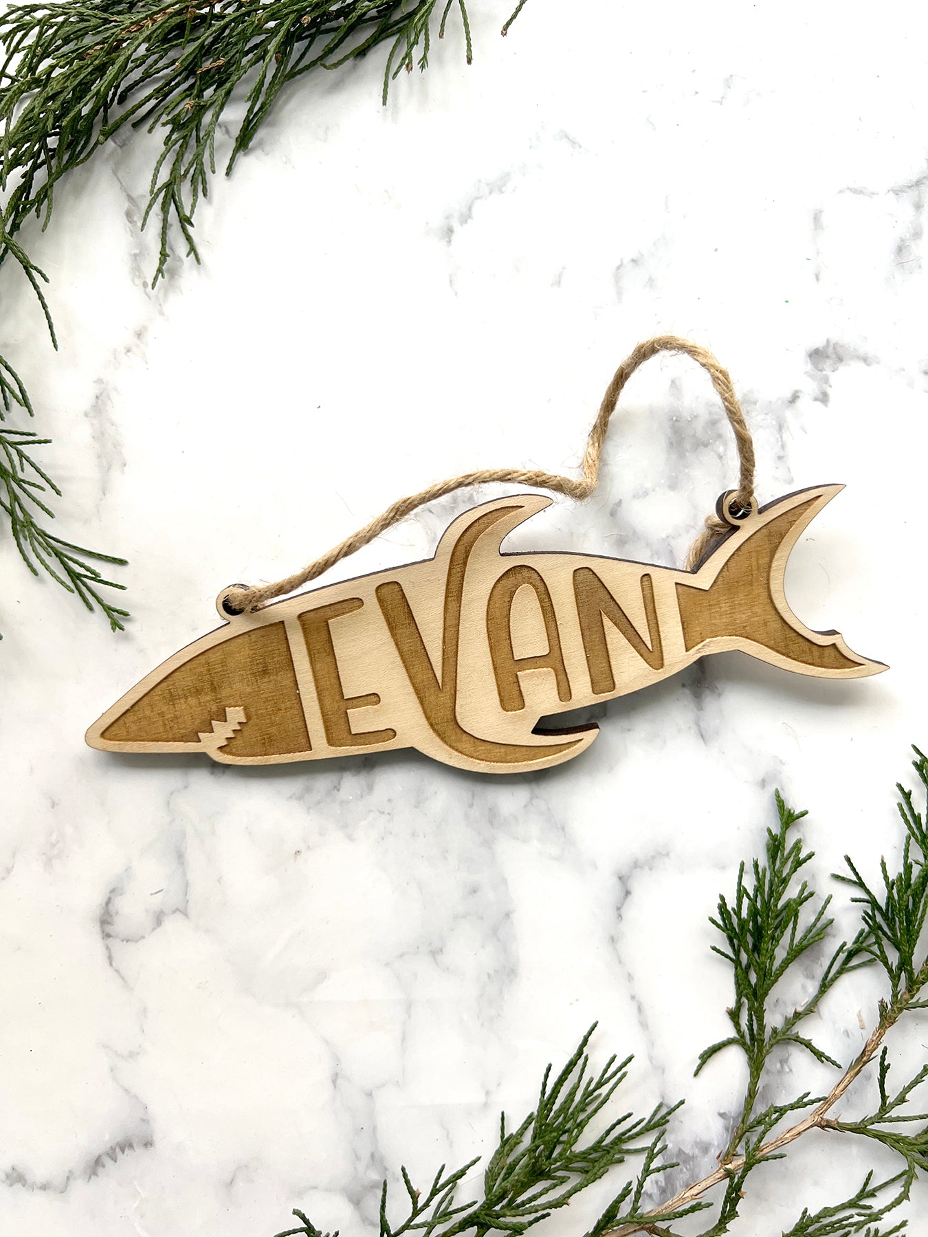 Shark Personalized Wood Ornament