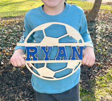 Custom Sports Wood 3D Name Sign, Lacrosse or Soccer