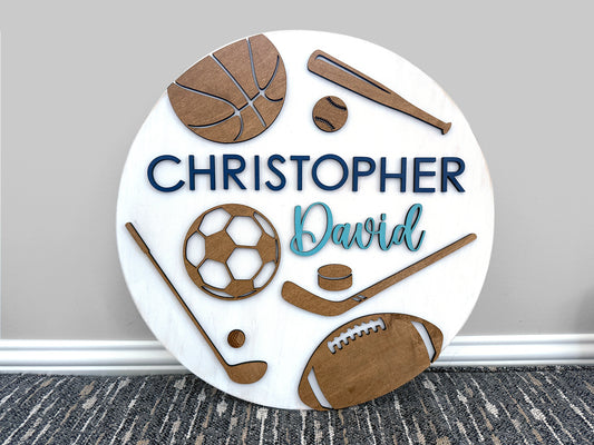 Sports Theme Wood Sign for Baby Nursery or Kids Room