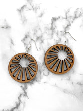 Handmade Sunburst Wood Earrings