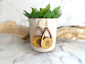 Handmade Wood Fall Earrings with Pumpkin Spice Coffee, Ghosts, Sunflowers and Leaves