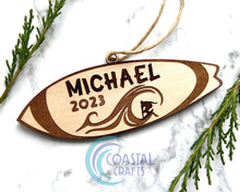 Personalized Surfboard, Beach Custom Ornament for Christmas or the Holidays