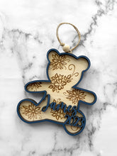 Animal Wood Engraved Ornament, Personalized with name and year Christmas Tree Decor