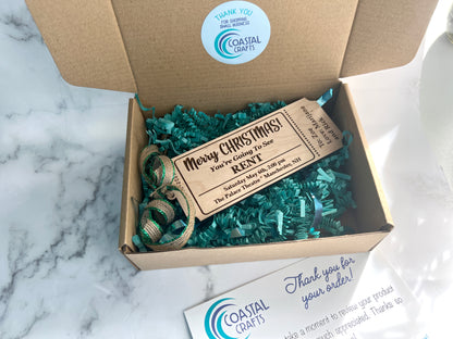 Personalized Wood Ticket Holiday Ornament to memorialize concert, play or event