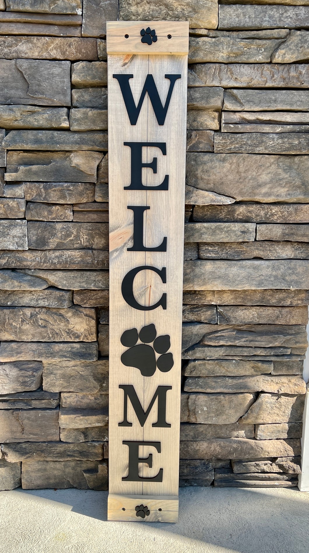 Welcome 3D Sign for Dog or Cat Lovers! Large 4 foot farmhouse style welcome sign for entryway or doorstep