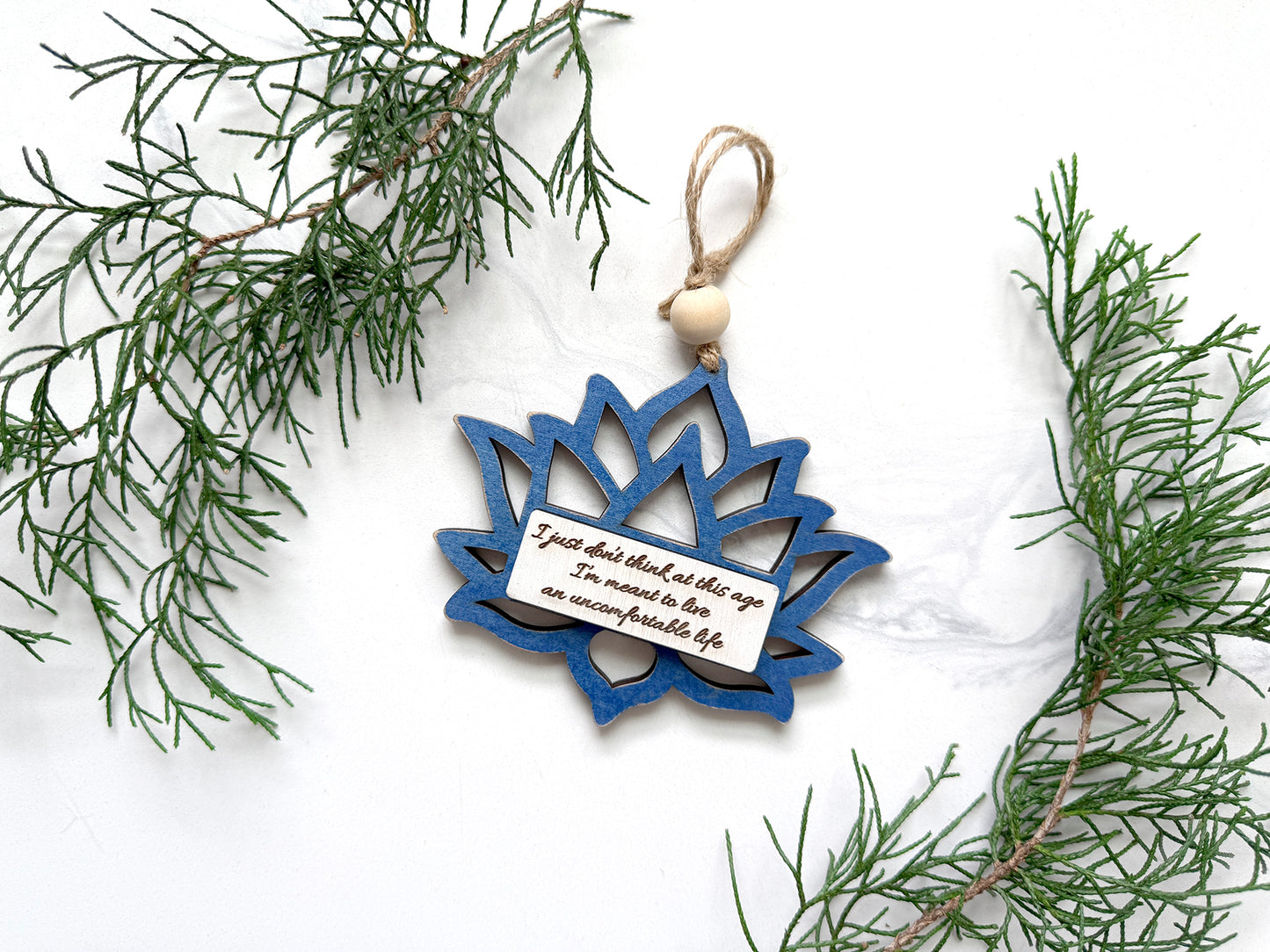 White Lotus Wood Ornament