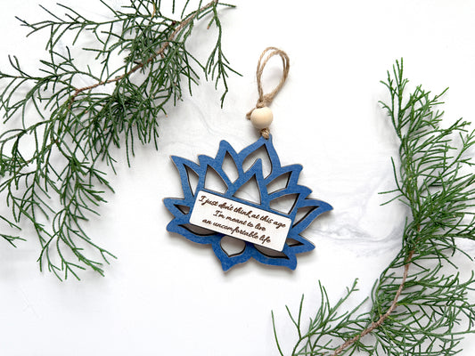 White Lotus Wood Ornament