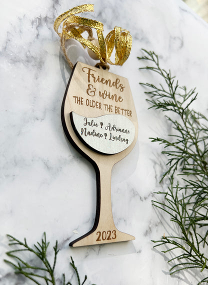 Glass of Wine Personalized Wood Ornament