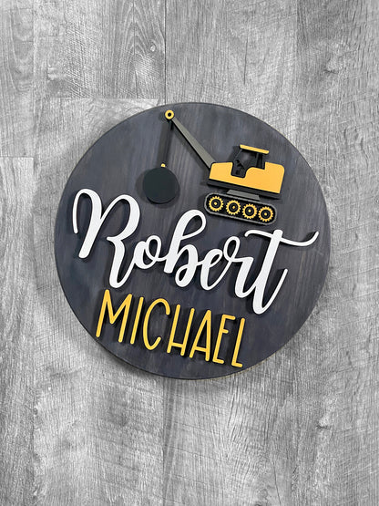 Wrecking Ball Truck Theme Wood Sign for Baby Nursery or Kids Room