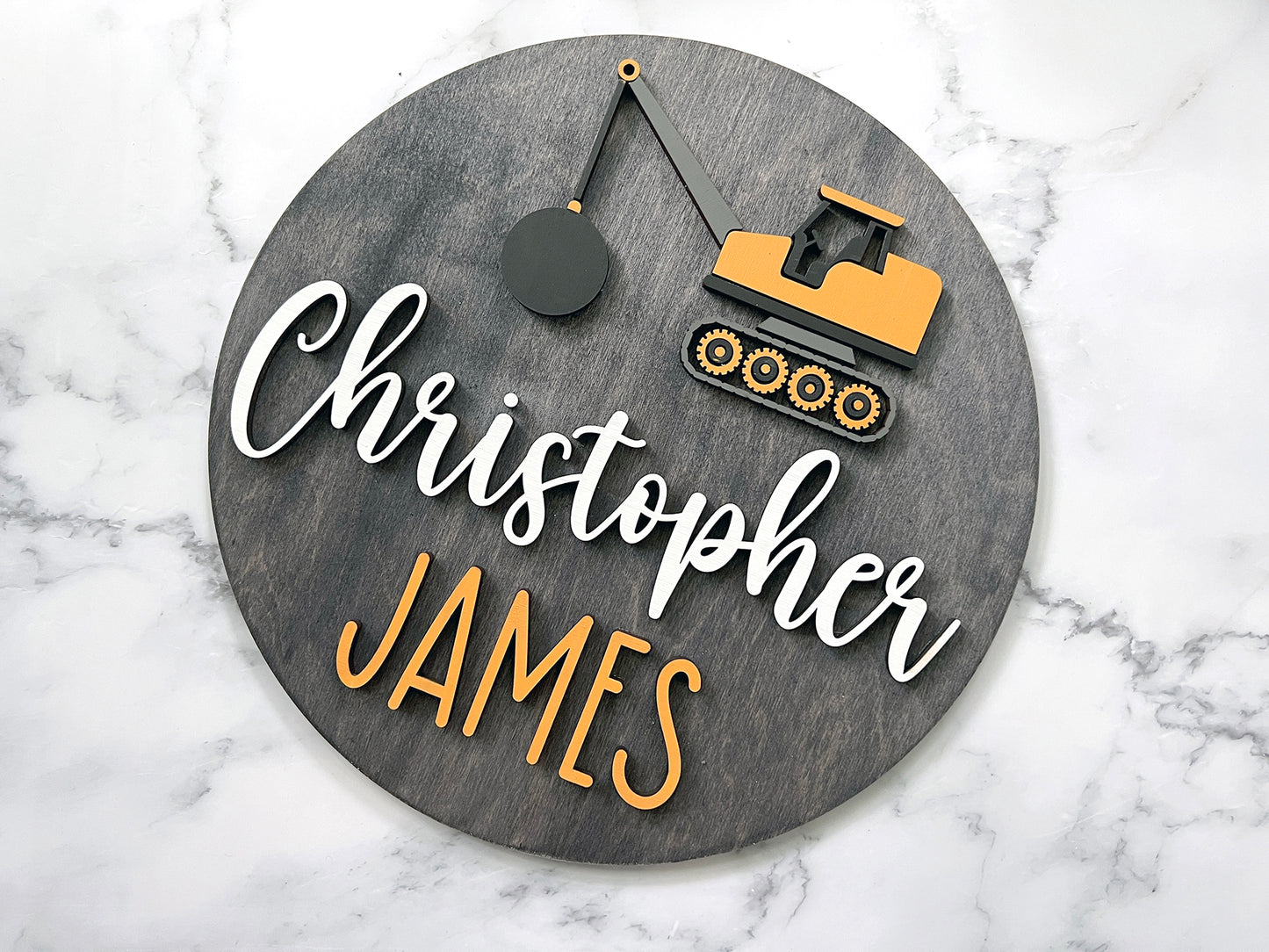 Wrecking Ball Truck Theme Wood Sign for Baby Nursery or Kids Room