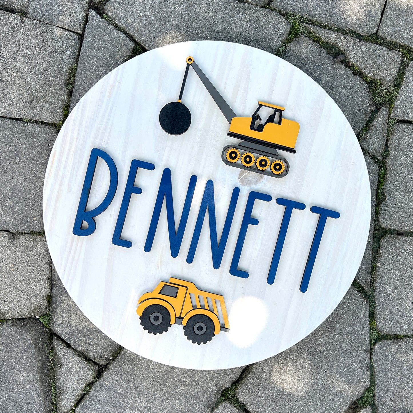 Wrecking Ball Truck Theme Wood Sign for Baby Nursery or Kids Room