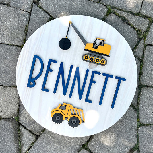 Wrecking Ball Truck Theme Wood Sign for Baby Nursery or Kids Room