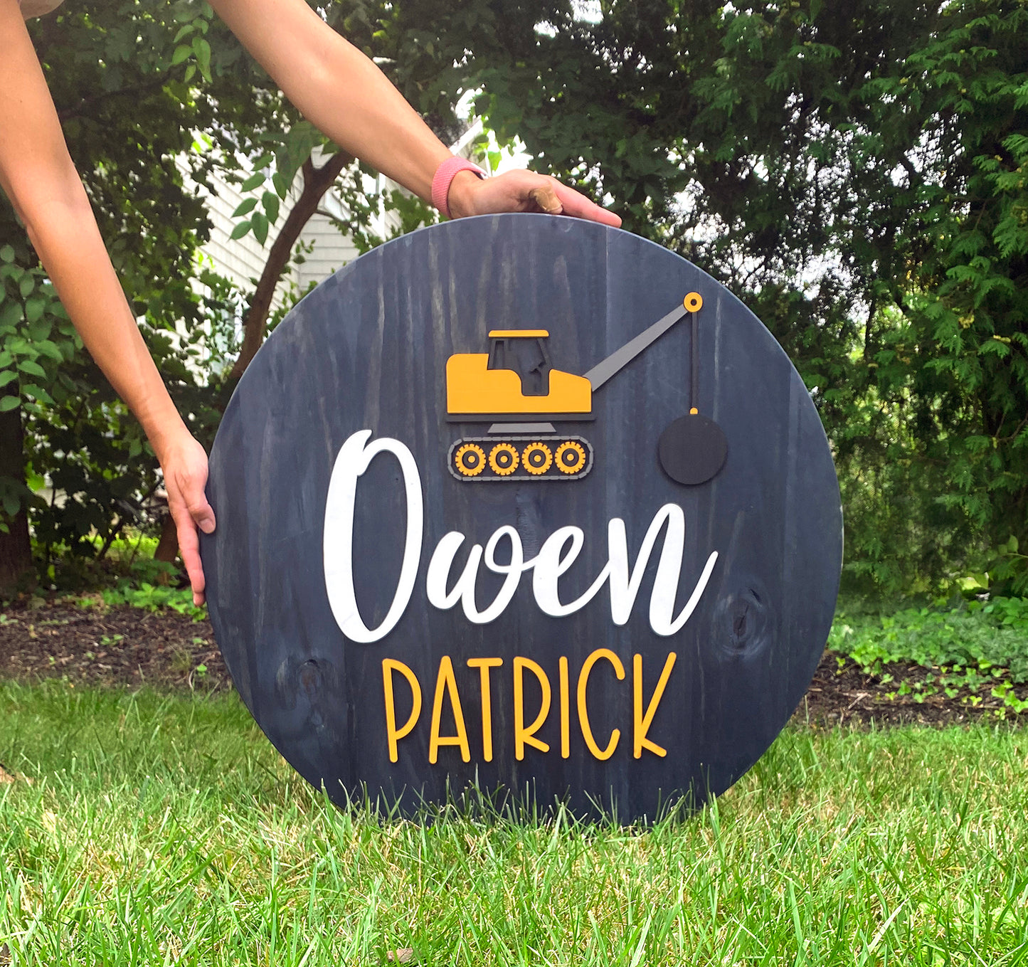 Wrecking Ball Truck Theme Wood Sign for Baby Nursery or Kids Room
