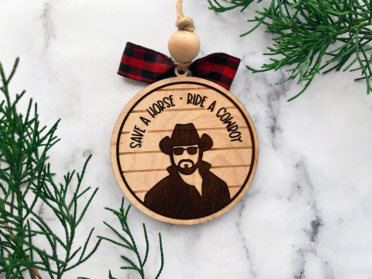 Beth Cowgirl & Rip Cowboy Wood Ornament