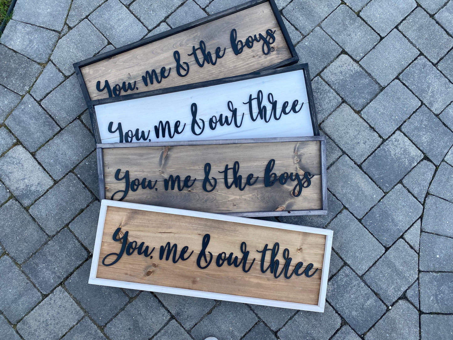 You, Me & Our Three, Wood 3D Sign, Handmade