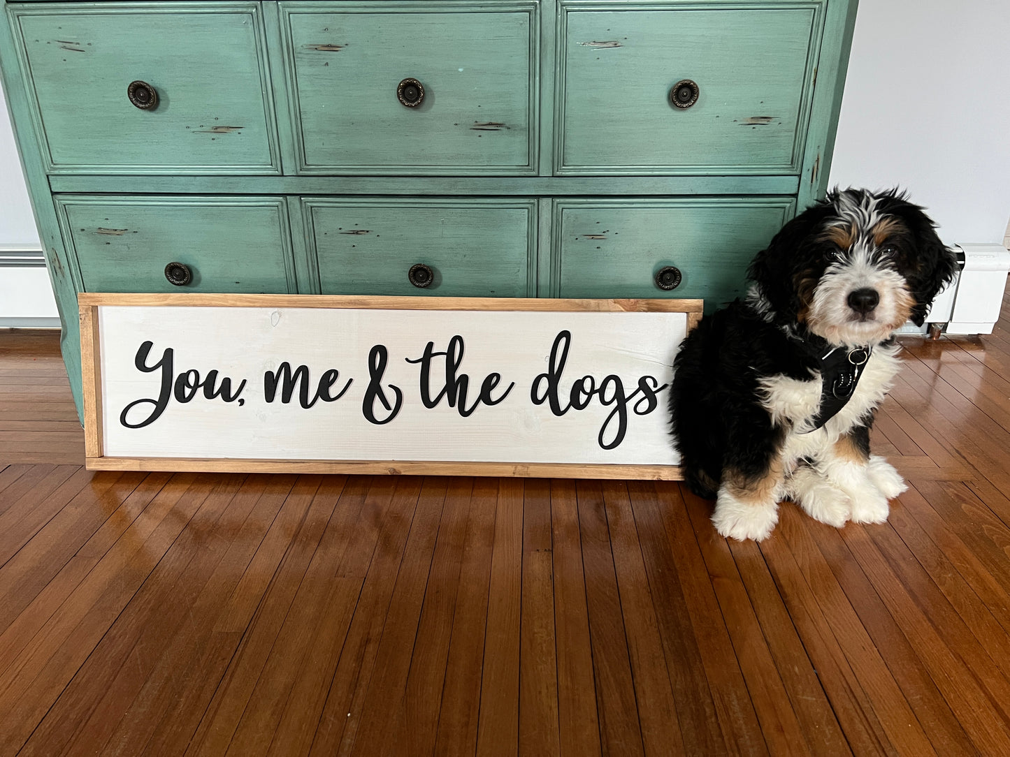 You, Me & The Dogs, Wood 3D Sign, Handmade
