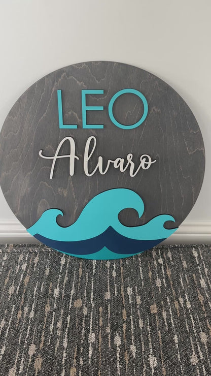 Ocean Beach Wave Wood Sign for Baby Nursery or Kids Room