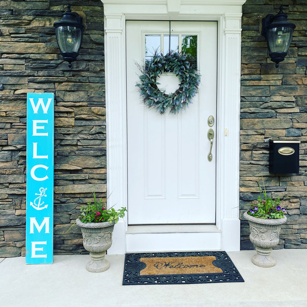 Nautical WELCOME 4 Foot Indoor/Outdoor porch sign with Anchor perfect for entryway