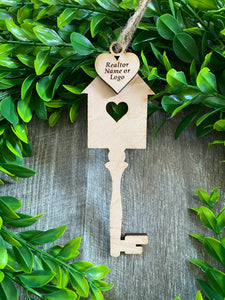 New home personalized Christmas ornament, custom laser engraved wood key