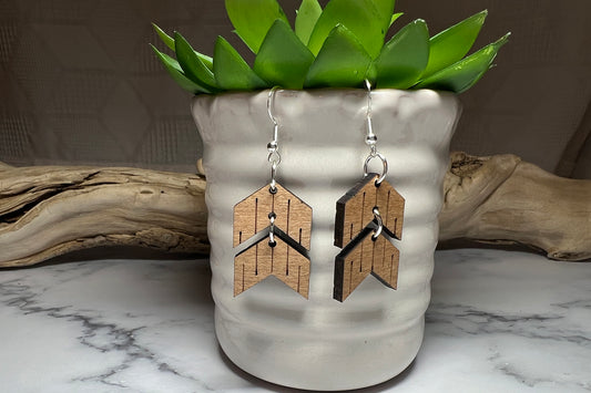 Handmade Chevron Arrow Wood Earrings