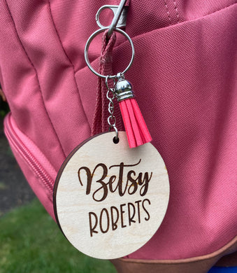 Laser engraved Backpack Tag, Customized for Childs Name, Personalized with Sports or Icon