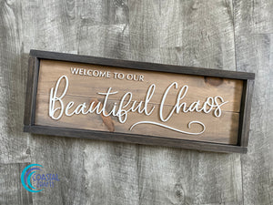 Beautiful Chaos 3D Rustic Wood Sign, Double Panel and Framed, Farmhouse Home Decor