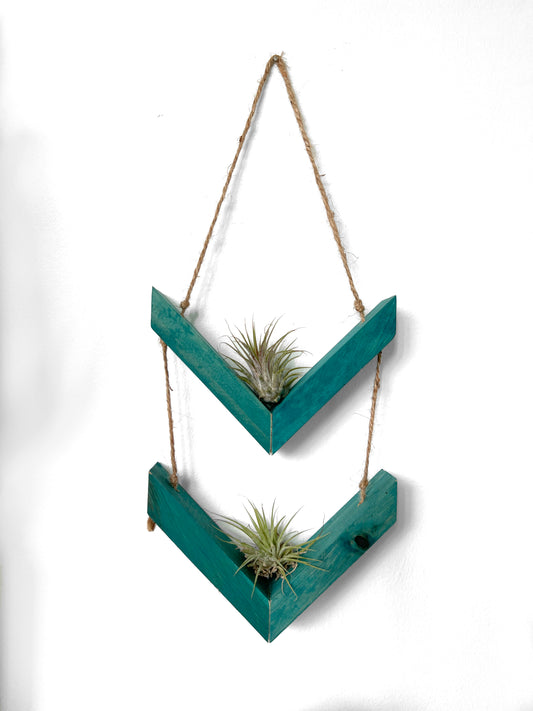 Wood Chevron Air Plant Holder, Wall Hanging Angled Modern Boho Design, Gift Idea, Plant Lovers, Present for Mom, Great way to display plants