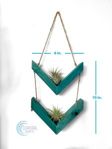 Wood Chevron Air Plant Holder, Wall Hanging Angled Modern Boho Design, Gift Idea, Plant Lovers, Present for Mom, Great way to display plants