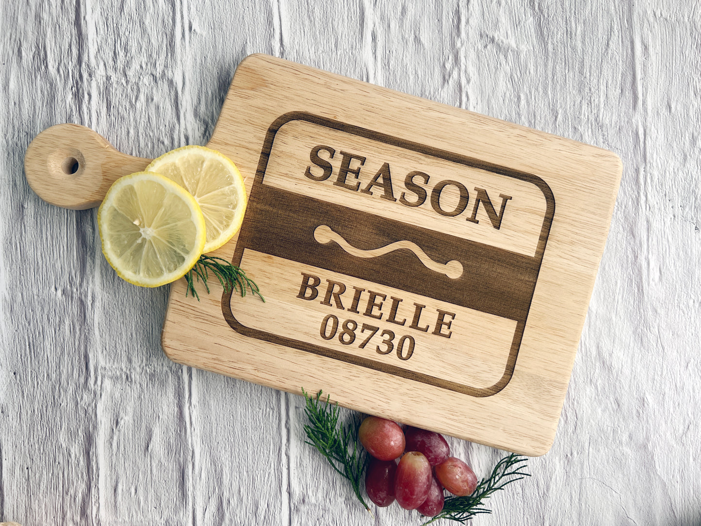 Cutting Board with Beach Badge, Shore & Vacation Memories, Realtor Gift, Custom Present, Laser Engraved with Personalized Vacation Name