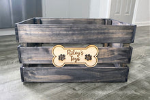 Personalized Dog Toy Bin. Rustic Farmhouse Look crate for pet toy storage, customized with name! Great for organizing.