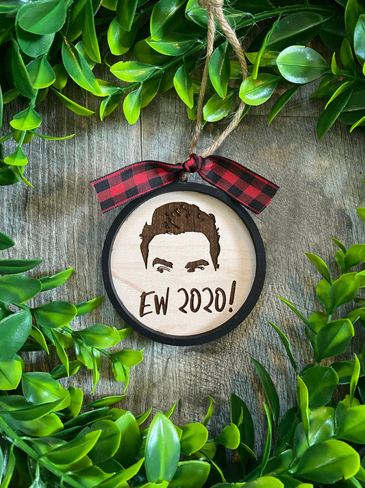 David from Schitt's Creek "Ew 2020" Ornament, 3D Laser Etched Holiday Decoration for Tree or Funny Gift Tag, TV show, 2020, White Elephant