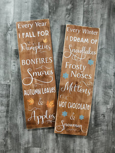 Fall/Winter Reversible Sign, 3 feet tall, Great for Porch Leaner, Outdoor Entryway or Inside Rustic Decor