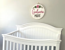 Custom Baby Name Sign, Children's Nursery Decor, Rustic Personalized Wood Sign with Flowers, Kids Room floral theme, girls, sunflower, daisy