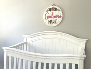 Custom Baby Name Sign, Children's Nursery Decor, Rustic Personalized Wood Sign with Flowers, Kids Room floral theme, girls, sunflower, daisy