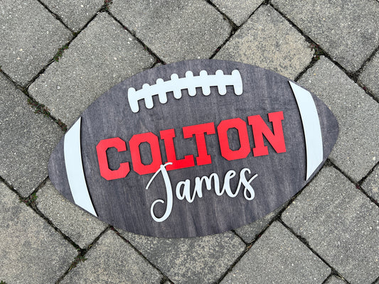 Custom Football Wood 3D Name Sign